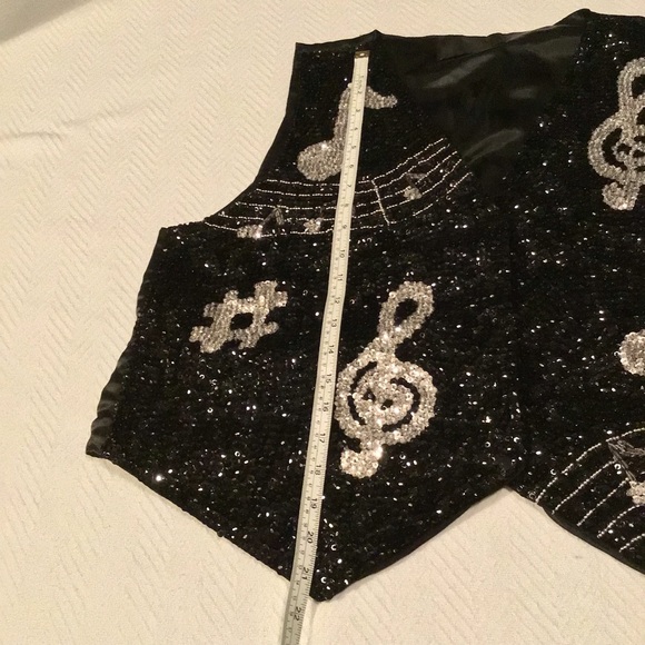 Sequin Vest musical performance stage wear full glitter music beads black silver - Picture 16 of 16